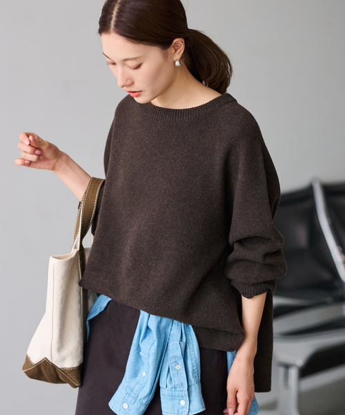 FRAMeWORK（フレームワーク）の「≪追加≫ラグランスリーブ ワイドプルオーバー 2（ニット/セーター・レディース・ライトグリーン/ブラウン/ブラック/イエロー/ネイビー/ベージュ・FREE）」の16枚目の写真