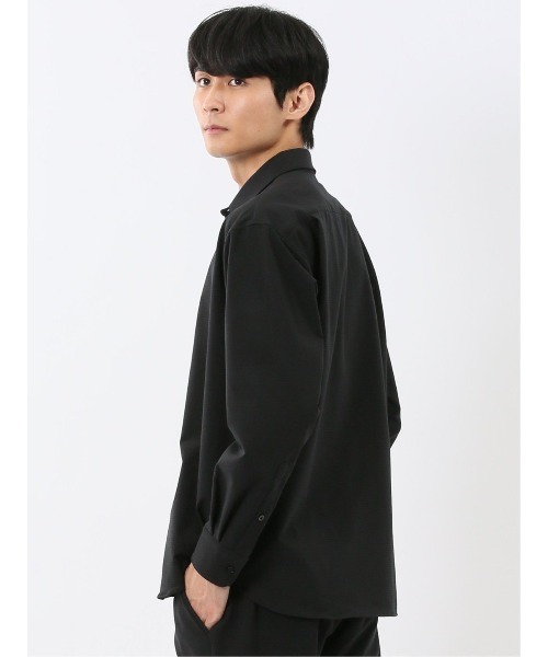 m.f.editorial（エムエフエディトリアル）の「【ストレッチ 防シワ】m.f.エディトリアル メンズ レギュラーカラー長袖シャツ(セットアップ可能)（シャツ/ブラウス・メンズ・グレー系その他2/ブラック・MEDIUM/LARGE/X-LARGE）」の7枚目の写真