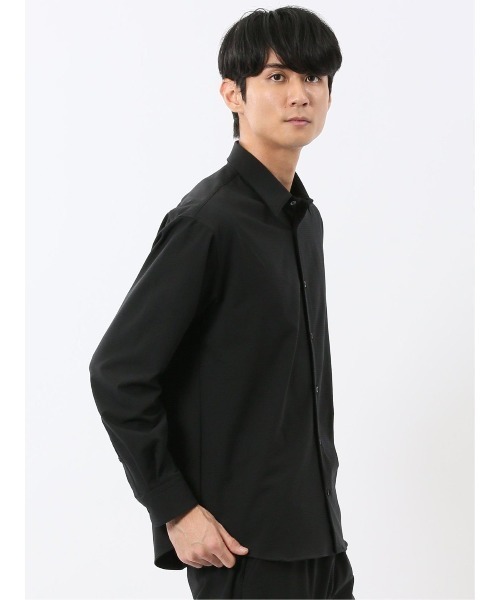 m.f.editorial（エムエフエディトリアル）の「【ストレッチ 防シワ】m.f.エディトリアル メンズ レギュラーカラー長袖シャツ(セットアップ可能)（シャツ/ブラウス・メンズ・グレー系その他2/ブラック・MEDIUM/LARGE/X-LARGE）」の9枚目の写真