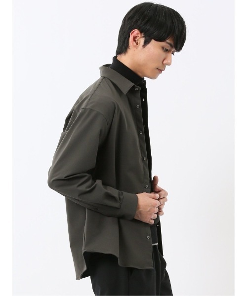 m.f.editorial（エムエフエディトリアル）の「【ストレッチ 防シワ】m.f.エディトリアル メンズ レギュラーカラー長袖シャツ(セットアップ可能)（シャツ/ブラウス・メンズ・グレー系その他2/ブラック・MEDIUM/LARGE/X-LARGE）」の19枚目の写真