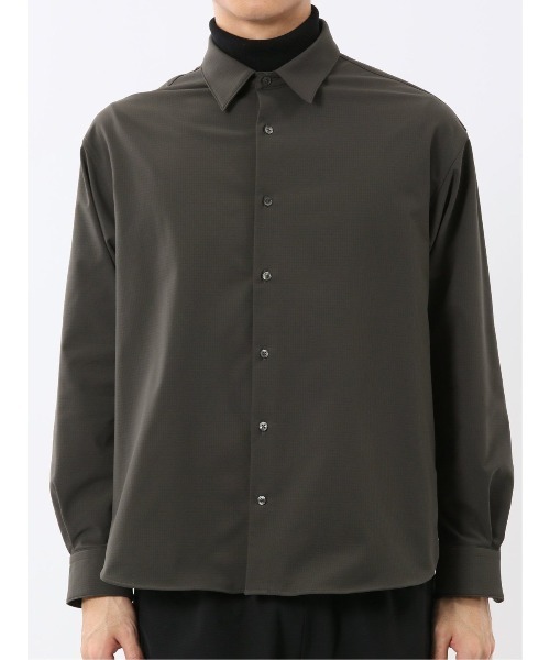 m.f.editorial（エムエフエディトリアル）の「【ストレッチ 防シワ】m.f.エディトリアル メンズ レギュラーカラー長袖シャツ(セットアップ可能)（シャツ/ブラウス・メンズ・グレー系その他2/ブラック・MEDIUM/LARGE/X-LARGE）」の21枚目の写真