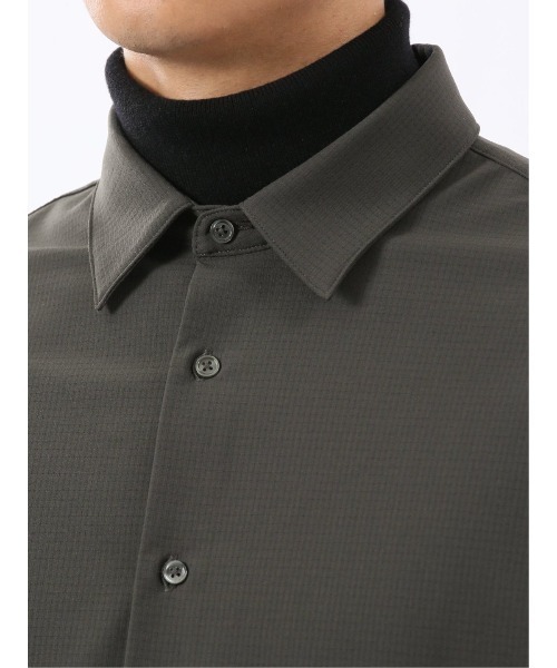 m.f.editorial（エムエフエディトリアル）の「【ストレッチ 防シワ】m.f.エディトリアル メンズ レギュラーカラー長袖シャツ(セットアップ可能)（シャツ/ブラウス・メンズ・グレー系その他2/ブラック・MEDIUM/LARGE/X-LARGE）」の4枚目の写真