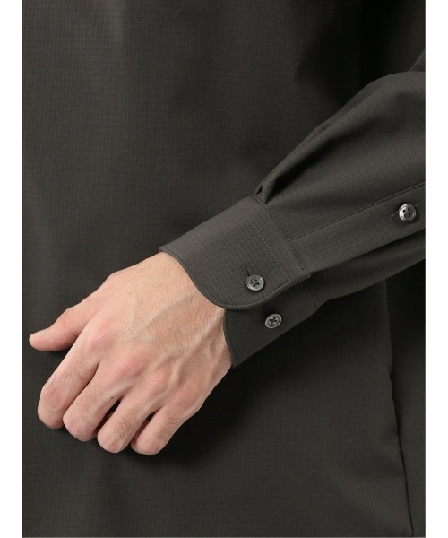 m.f.editorial（エムエフエディトリアル）の「【ストレッチ 防シワ】m.f.エディトリアル メンズ レギュラーカラー長袖シャツ(セットアップ可能)（シャツ/ブラウス・メンズ・グレー系その他2/ブラック・MEDIUM/LARGE/X-LARGE）」の5枚目の写真