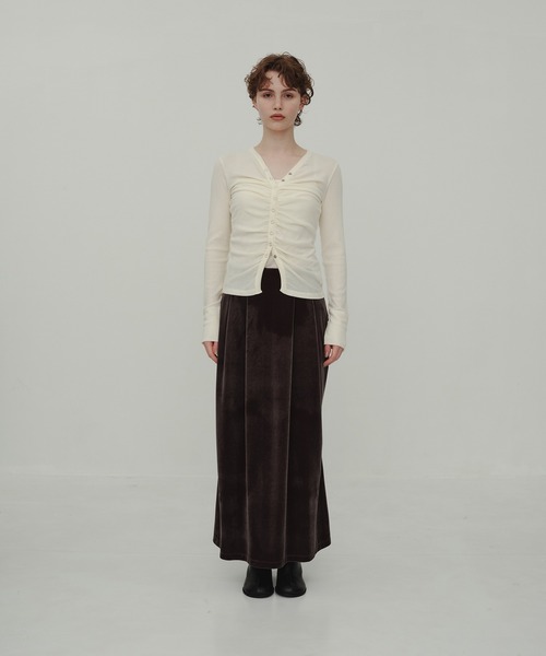 CITY TOKYO（シティトウキョウ）の「Velor Tuck Skirt/ベロアタックスカート（スカート・レディース・ブラック/ダークグレー・1/2）」の14枚目の写真
