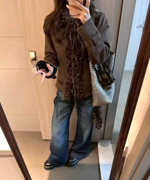 VIBGYOR(ヴィブジョー)の「【LAMPOON】フェイクムートンリボンジャケット(その他アウター・レディース・ネイビー/モカ・MEDIUM/LARGE/SMALL)」の17枚目の写真