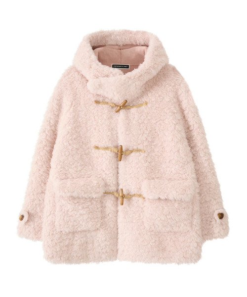 ファーダッフルハーフコートピンク