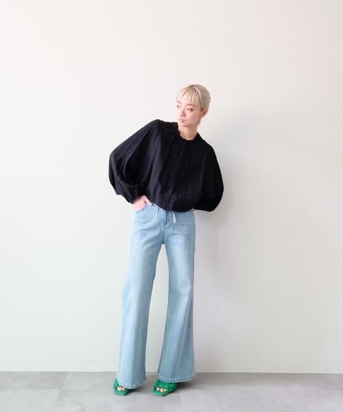 DOLLUPOOPS(ドールアップウップス)の「Back Frill Gathered Blouse(バックフリルギャザーブラウス)(シャツ/ブラウス・レディース・オフホワイト/ブラック・FREE)」の4枚目の写真