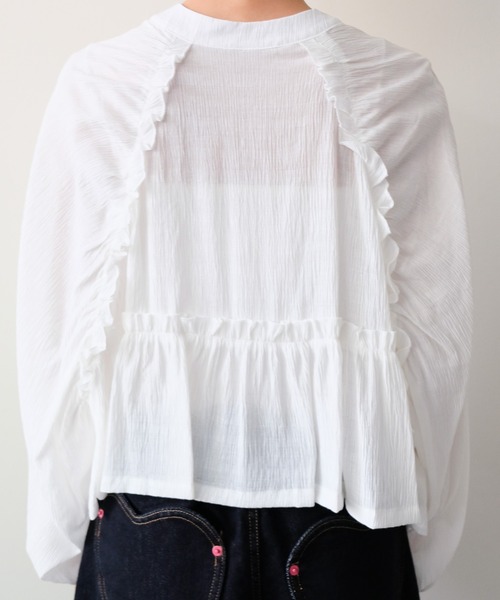 DOLLUPOOPS(ドールアップウップス)の「Back Frill Gathered Blouse(バックフリルギャザーブラウス)(シャツ/ブラウス・レディース・オフホワイト/ブラック・FREE)」の20枚目の写真