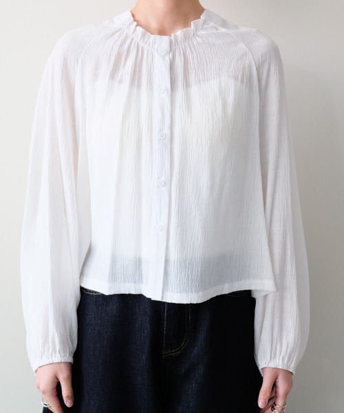 DOLLUPOOPS(ドールアップウップス)の「Back Frill Gathered Blouse(バックフリルギャザーブラウス)(シャツ/ブラウス・レディース・オフホワイト/ブラック・FREE)」の21枚目の写真