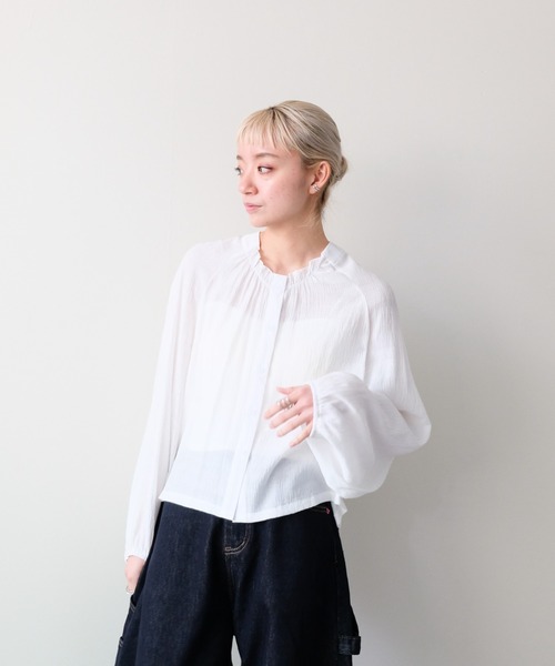 DOLLUPOOPS(ドールアップウップス)の「Back Frill Gathered Blouse(バックフリルギャザーブラウス)(シャツ/ブラウス・レディース・オフホワイト/ブラック・FREE)」の18枚目の写真