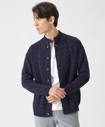 Paul Stuart（ポールスチュアート）の「ランダムケーブル柄スタンドカラーカーディガン（カーディガン/ボレロ）」