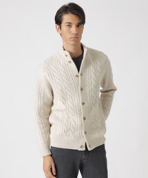 Paul Stuart（ポールスチュアート）の「ランダムケーブル柄スタンドカラーカーディガン（カーディガン/ボレロ）」