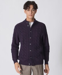 Paul Stuart（ポールスチュアート）の「ランダムケーブル柄スタンドカラーカーディガン（カーディガン/ボレロ）」