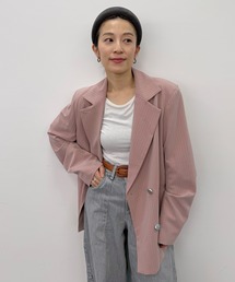 ジャケット/アウター（ピンク/桃色系・ストライプ柄）ファッション通販