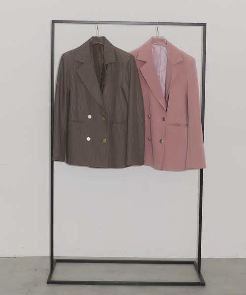 room153（ルームイチゴサン）の「ピンストライプパワーショルダージャケット（テーラードジャケット・レディース・グレイッシュベージュ/ピンク・FREE）」の18枚目の写真