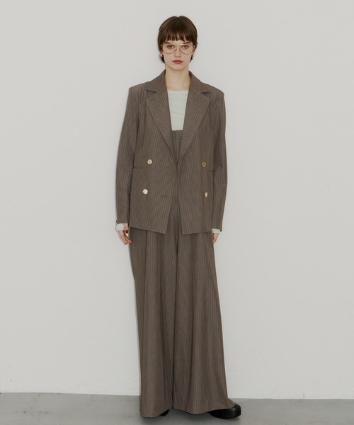 room153（ルームイチゴサン）の「ピンストライプパワーショルダージャケット（テーラードジャケット・レディース・グレイッシュベージュ/ピンク・FREE）」の13枚目の写真