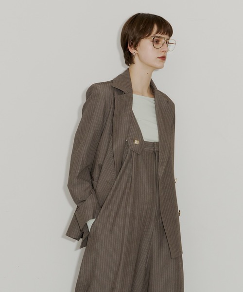 room153（ルームイチゴサン）の「ピンストライプパワーショルダージャケット（テーラードジャケット・レディース・グレイッシュベージュ/ピンク・FREE）」の11枚目の写真