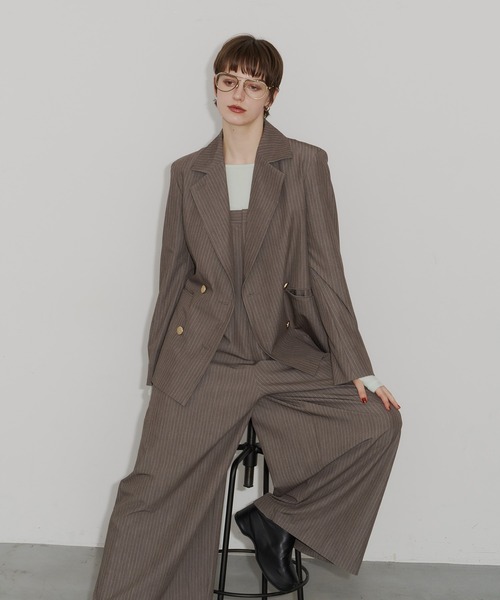 room153（ルームイチゴサン）の「ピンストライプパワーショルダージャケット（テーラードジャケット・レディース・グレイッシュベージュ/ピンク・FREE）」の12枚目の写真