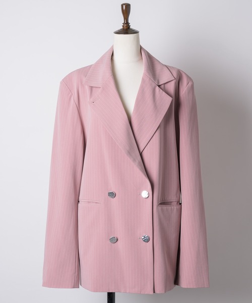 room153（ルームイチゴサン）の「ピンストライプパワーショルダージャケット（テーラードジャケット・レディース・グレイッシュベージュ/ピンク・FREE）」の20枚目の写真