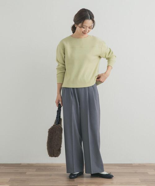 URBAN RESEARCH DOORS（アーバンリサーチドアーズ）の「『UR TECH』ボートネックプルオーバー（Tシャツ/カットソー・レディース・グリーン系その他/アイボリー/ブラック・MEDIUM）」の19枚目の写真