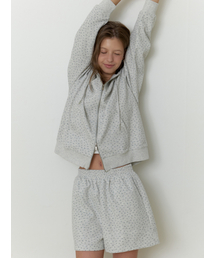RE_L（リエル）の「Flowered hoodie zip up (melange gray)（その他トップス）」