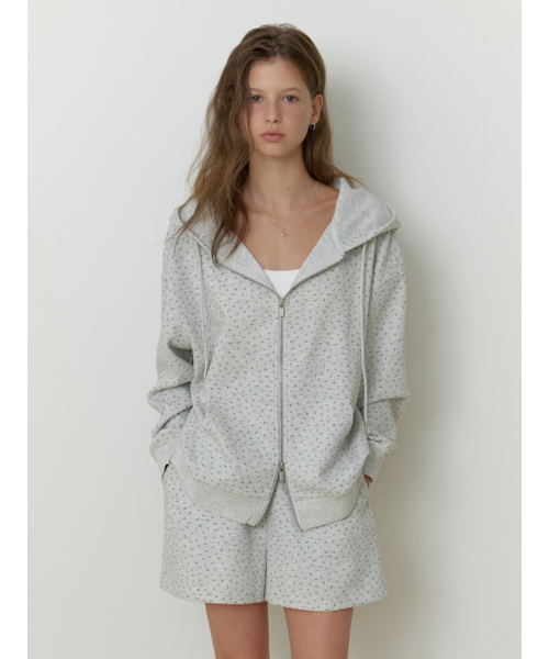 RE_L（リエル）の「Flowered hoodie zip up (melange gray)（その他トップス・レディース・ライトグレー・FREE）」の5枚目の写真