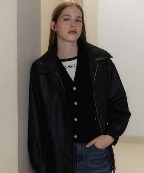 ANOETIC(アノエティック)の「ANC CLASSIC LEATHER JACKET_BLACK(ライダースジャケット・レディース・その他・FREE)」の1枚目の写真