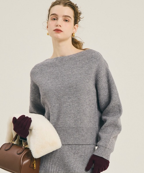 【新品タグ付き・未開封・完売品】ラメポロニット　グレー セール】【WEB限定セール】ラメニットトップス（ニット/セーター