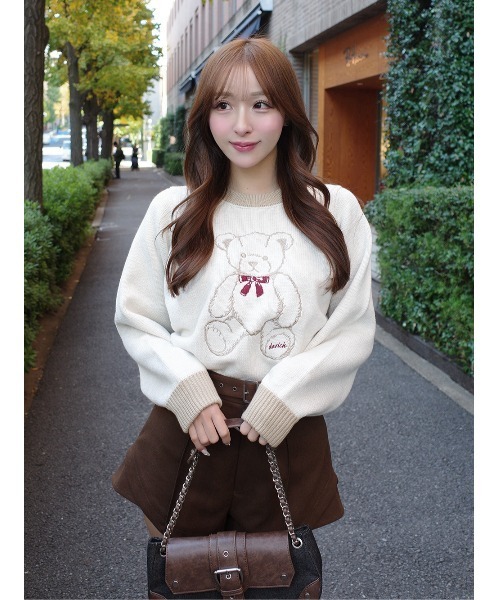 ポイントカラーDベアニットトップス（ニット/セーター）｜Darich