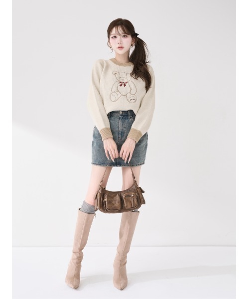 ポイントカラーDベアニットトップス（ニット/セーター）｜Darich