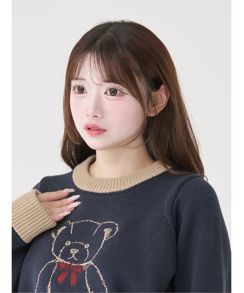 Darich ポイントカラーDベアニットトップス ポイントカラーDベアニットトップス（ニット/セーター）｜Darich