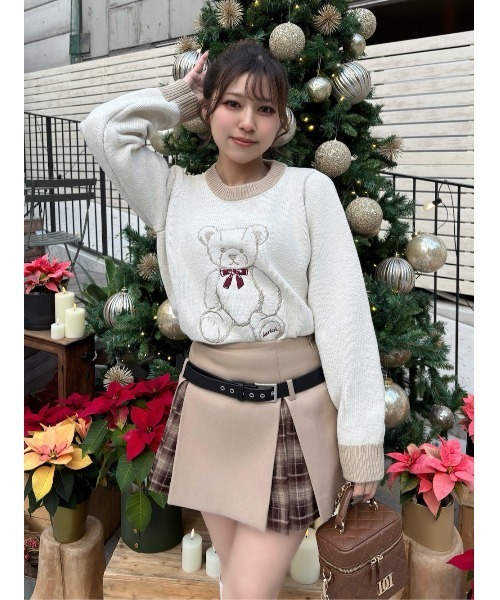 ポイントカラーDベアニットトップス（ニット/セーター）｜Darich