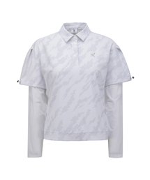 WOMEN SP LAYERED PATTERN LONG T-SHIRT_WH
