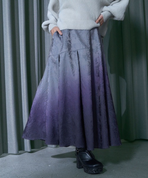 HARE（ハレ）の「グラデーションジャガードフレアスカート(HARE)（スカート・レディース・パープル/ブラック・FREE）」の15枚目の写真