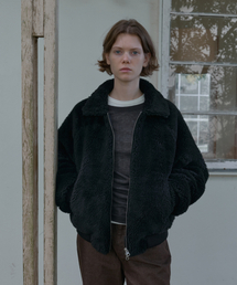 POSZER（ポーザー）の「ソフトファージップアップジャケット（ブラック）（ムートンコート）」