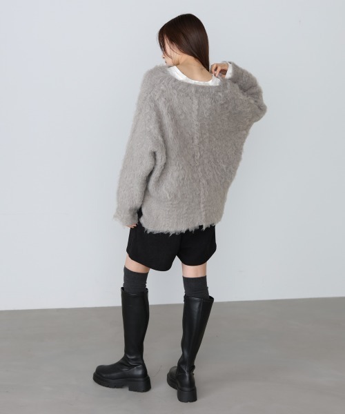 Bab(バブ)の「インナーセットキーネックケガキニットトップス(ニット/セーター・レディース・オフホワイト/ライトグリーン/グレー・FREE)」の19枚目の写真