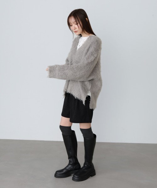Bab(バブ)の「インナーセットキーネックケガキニットトップス(ニット/セーター・レディース・オフホワイト/ライトグリーン/グレー・FREE)」の22枚目の写真