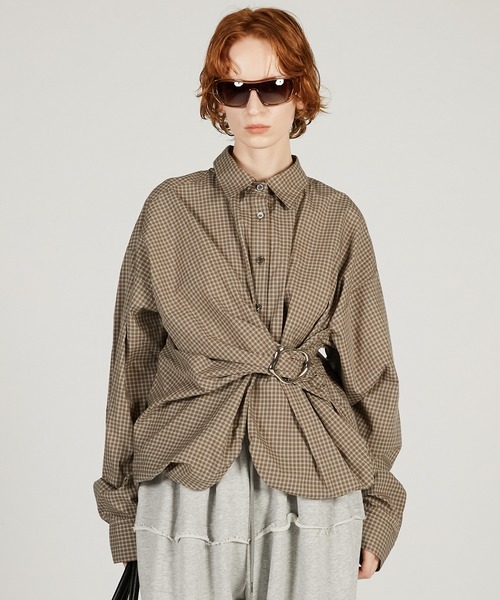 PRANK PROJECT(プランクプロジェクト)の「【2026Spring Pre-Order】バックルバルーンシャツ / Buckle Balloon Shirt(シャツ/ブラウス・レディース・ブラウン/ホワイト/ピンク・FREE)」の2枚目の写真