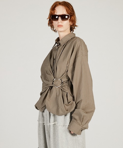 PRANK PROJECT(プランクプロジェクト)の「【2026Spring Pre-Order】バックルバルーンシャツ / Buckle Balloon Shirt(シャツ/ブラウス・レディース・ブラウン/ホワイト/ピンク・FREE)」の14枚目の写真