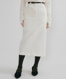 OSON COTTON VELVET MIDI SKIRT IVORY