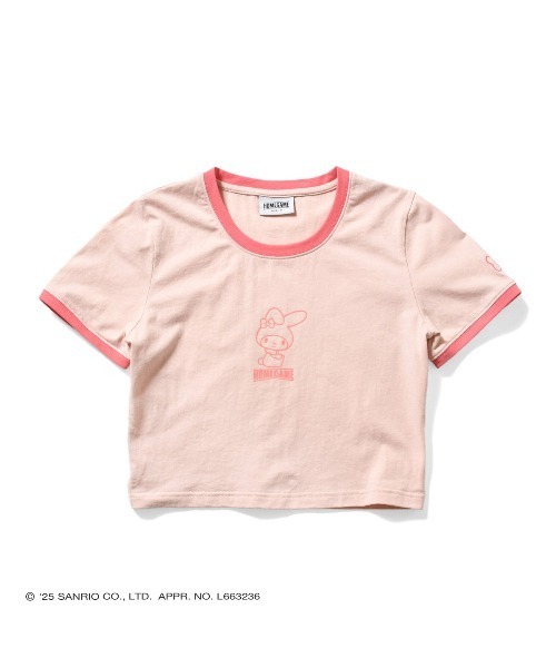 sanrio（サンリオ）の「サンリオキャラクターズ × ホームゲーム [HOMEGAME] - マイメロディー 半袖 Tシャツ [MY MELODY CROPPED TEE PINK HG2501108]（Tシャツ/カットソー・レディース・ピンク・LARGE/MEDIUM/SMALL）」の2枚目の写真