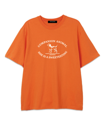 OUSE（オウズ）の「ANIMAL LOGO オーバーサイズ 半袖Tシャツ (DS004) オレンジ（Tシャツ/カットソー）」