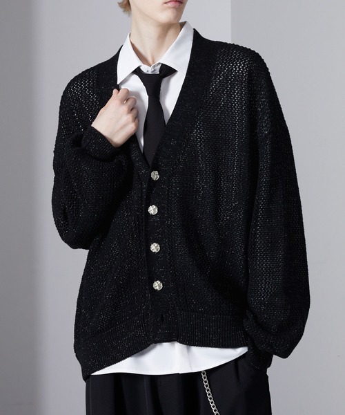 Loose/ルース（ルース）の「ラメメッシュ ボリュームショートカーディガン（カーディガン/ボレロ・メンズ・ブラック/ブルー/チャコールグレー・S/L/M）」の5枚目の写真