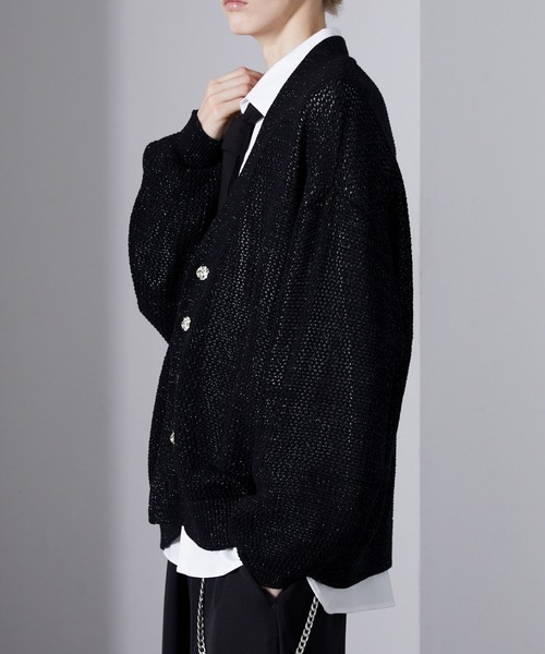 Loose/ルース（ルース）の「ラメメッシュ ボリュームショートカーディガン（カーディガン/ボレロ・メンズ・ブラック/ブルー/チャコールグレー・S/L/M）」の6枚目の写真