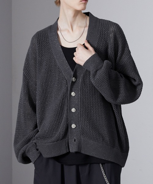 Loose/ルース（ルース）の「ラメメッシュ ボリュームショートカーディガン（カーディガン/ボレロ・メンズ・ブラック/ブルー/チャコールグレー・S/L/M）」の13枚目の写真