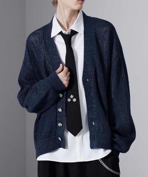 Loose/ルース（ルース）の「ラメメッシュ ボリュームショートカーディガン（カーディガン/ボレロ・メンズ・ブラック/ブルー/チャコールグレー・S/L/M）」の20枚目の写真