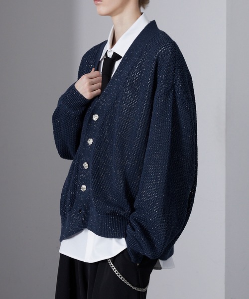 Loose/ルース（ルース）の「ラメメッシュ ボリュームショートカーディガン（カーディガン/ボレロ・メンズ・ブラック/ブルー/チャコールグレー・S/L/M）」の22枚目の写真
