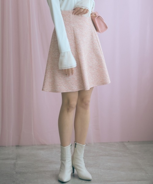 marun（マルン）の「＜大きいサイズ＞ツイード調ショート丈フレアスカート marun（スカート・レディース・ピンク/ブラック・L/LL/3L/4L/5L）」の22枚目の写真