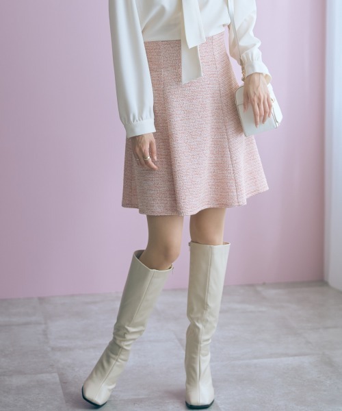 marun（マルン）の「＜大きいサイズ＞ツイード調ショート丈フレアスカート marun（スカート・レディース・ピンク/ブラック・L/LL/3L/4L/5L）」の20枚目の写真