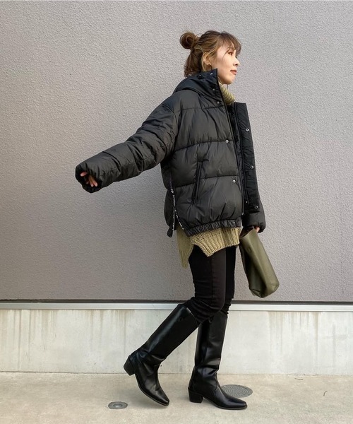 merrylatte（メリーラテ）の「軽量 ヴィンテージデザインストレッチサイドスリットエコダウンCT【Primaras】（ダウンジャケット/コート・レディース・ブラック・FREE）」の3枚目の写真